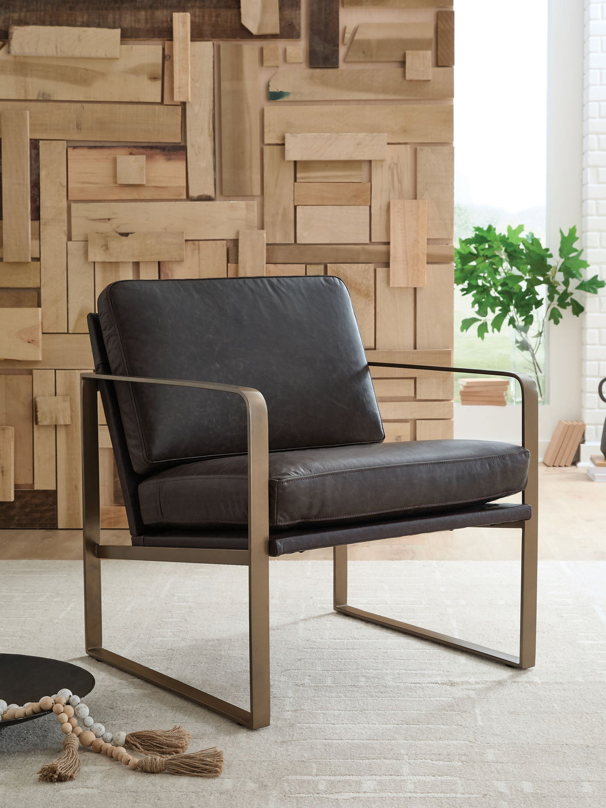 Bradett - Accent Chair - Dark Brown / Gold Finish