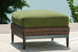 Horizon Hall - Ottoman With Cushion - Brown / Green