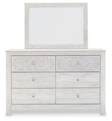 Paxberry - Dresser, Mirror - Medallion Drawer Pulls - Whitewash