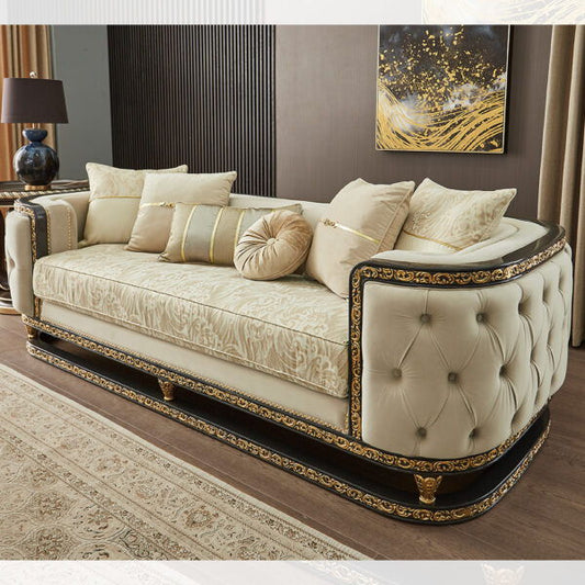 HD-9010 - Loveseat - Gray / Beige