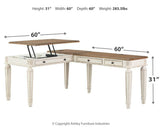 Realyn - L Shaped Desk With Lift Top - White / Brown