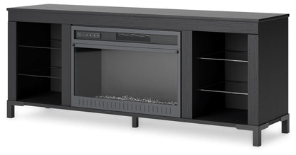 Cayberry - TV Stand With Fireplace - Black