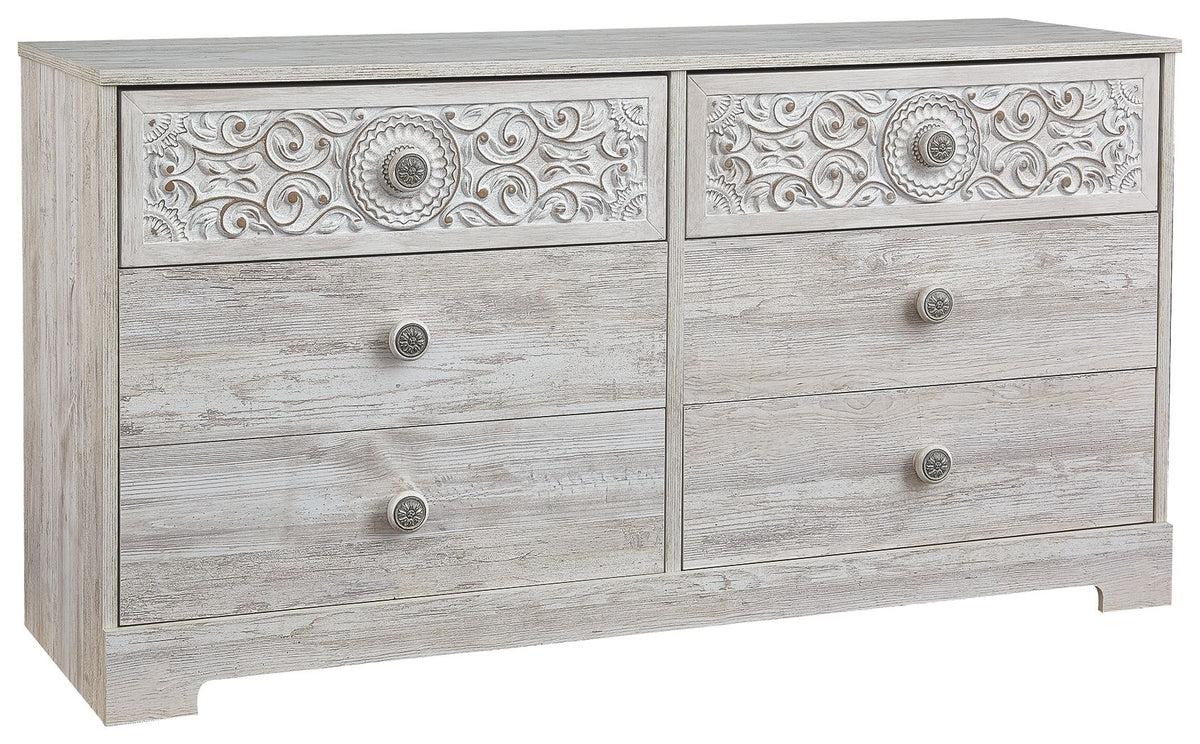 Paxberry - Six Drawer Dresser - Vinyl-Wrapped - Whitewash