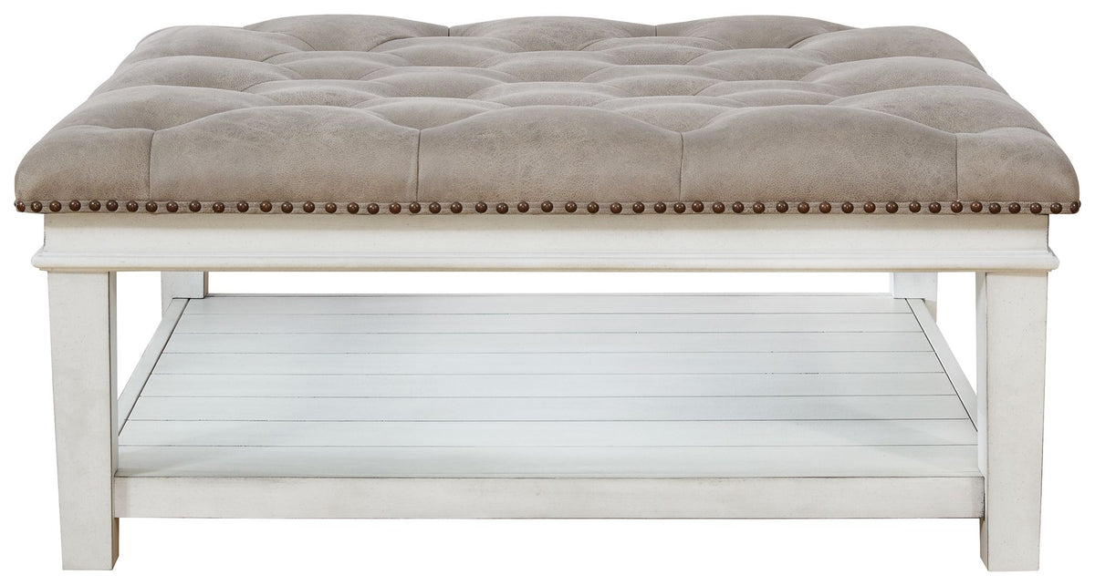 Kanwyn - Uph Ottoman Cocktail Table - Whitewash