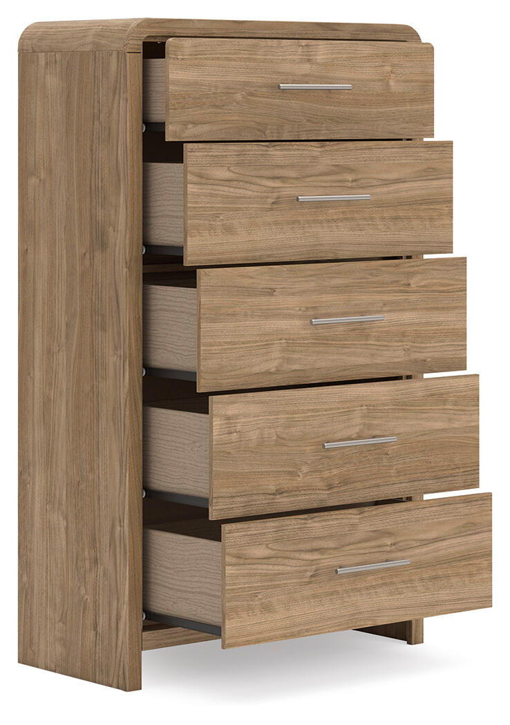 Gramburg - Five Drawer Chest - Warm Natural Brown