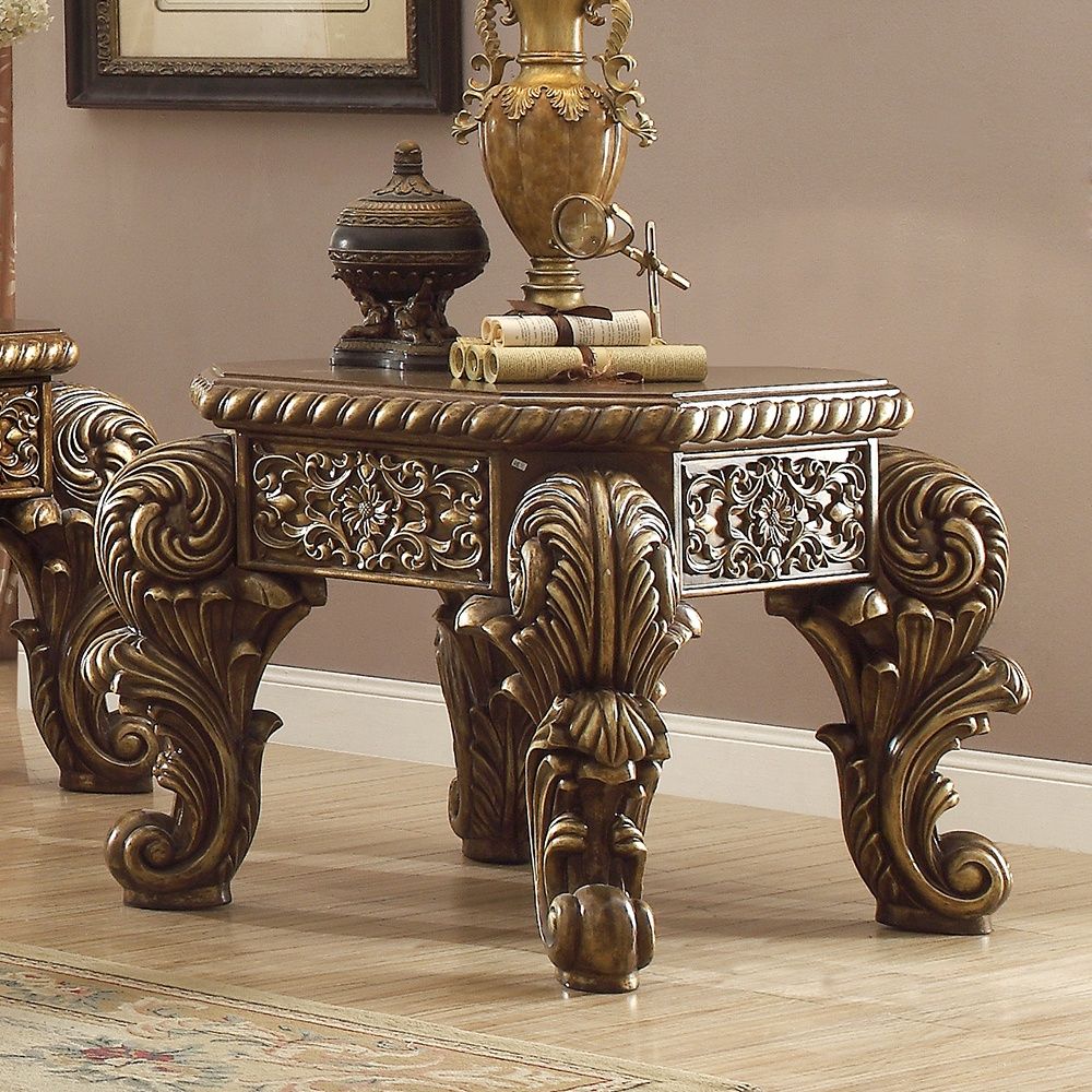 HD-8011 - End Table - Antique Gold & Pefect Brown